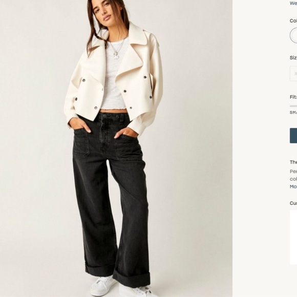 Free People Alexis Vegan Leather Moto Jacket NWT Cream White Boxy - Picture 9 of 16